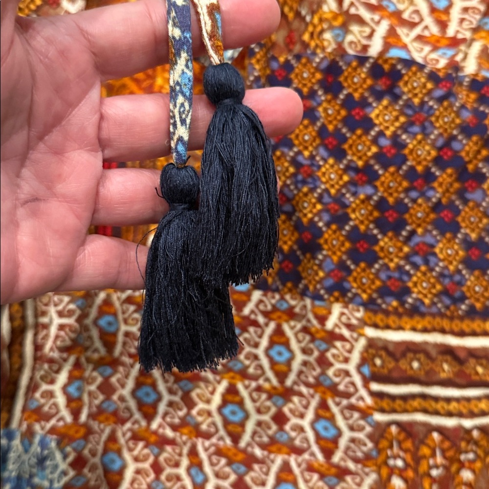 Main Strip Patchwork Print Tiered Maxi Skirt - image 5